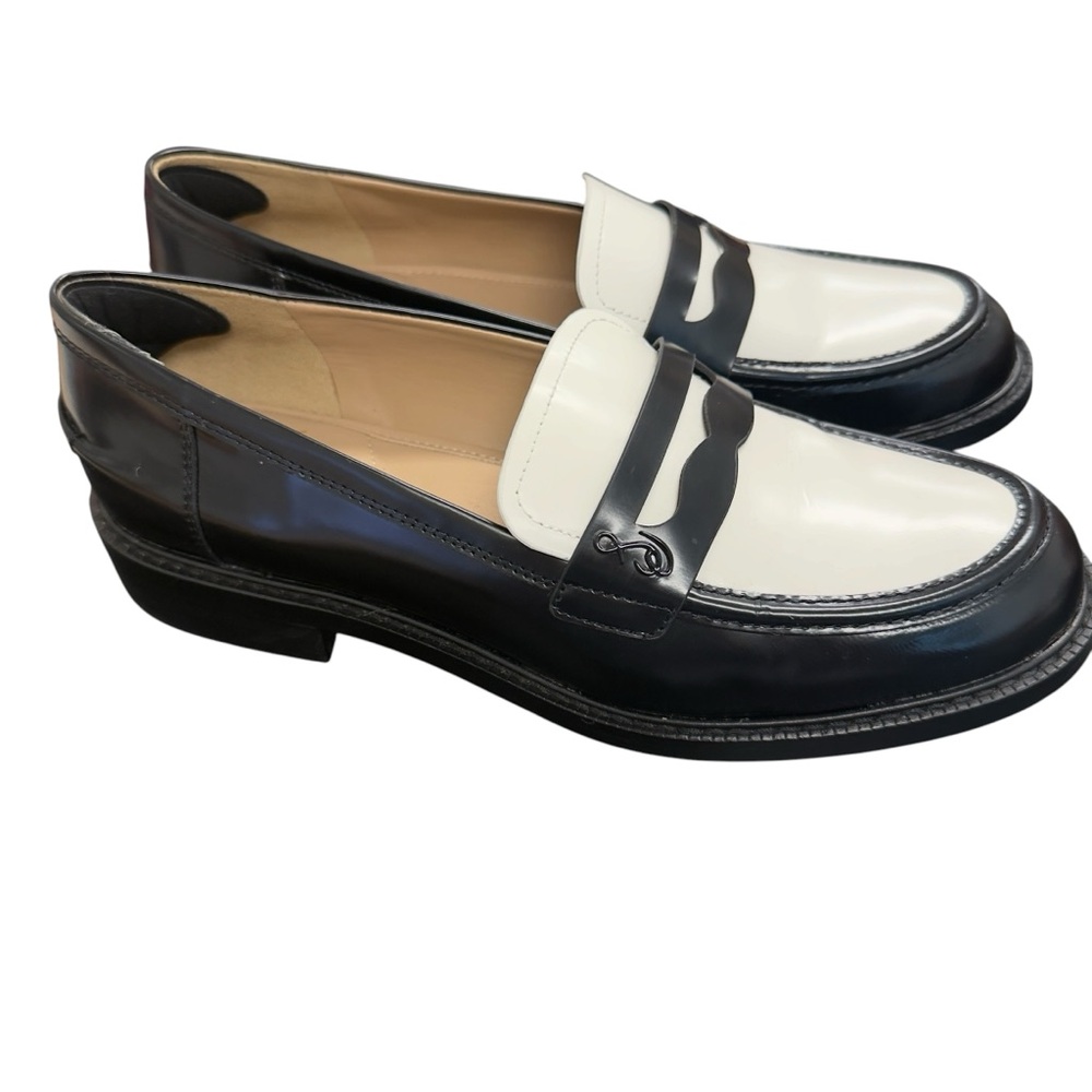 Sam Edelman Women’s Colin Black and White Leather Penny Loafers Size 9 - Picture 8 of 14